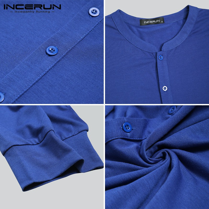 Bộ Áo Liền Quần Incerun Dài Tay Màu Trơn Cho Nam