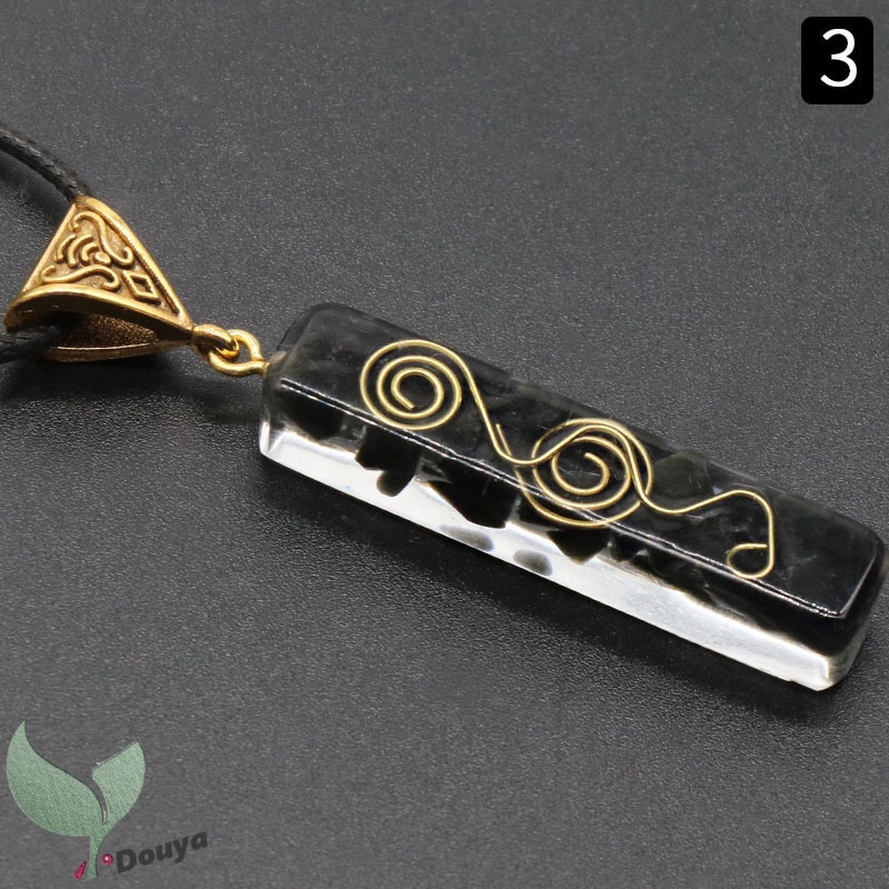 Orgone Vòng cổ Mặt Đá Obsidian / Thạch Anh Tím / Hoa Hồng - Orgone Phát Điện Orgonite Pha Lê