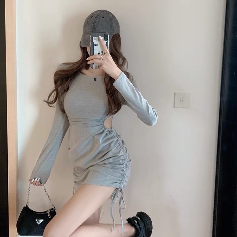 VÁY BODY DÀI TAY KHOÉT EO / ĐẦM BODY THUN GÂN