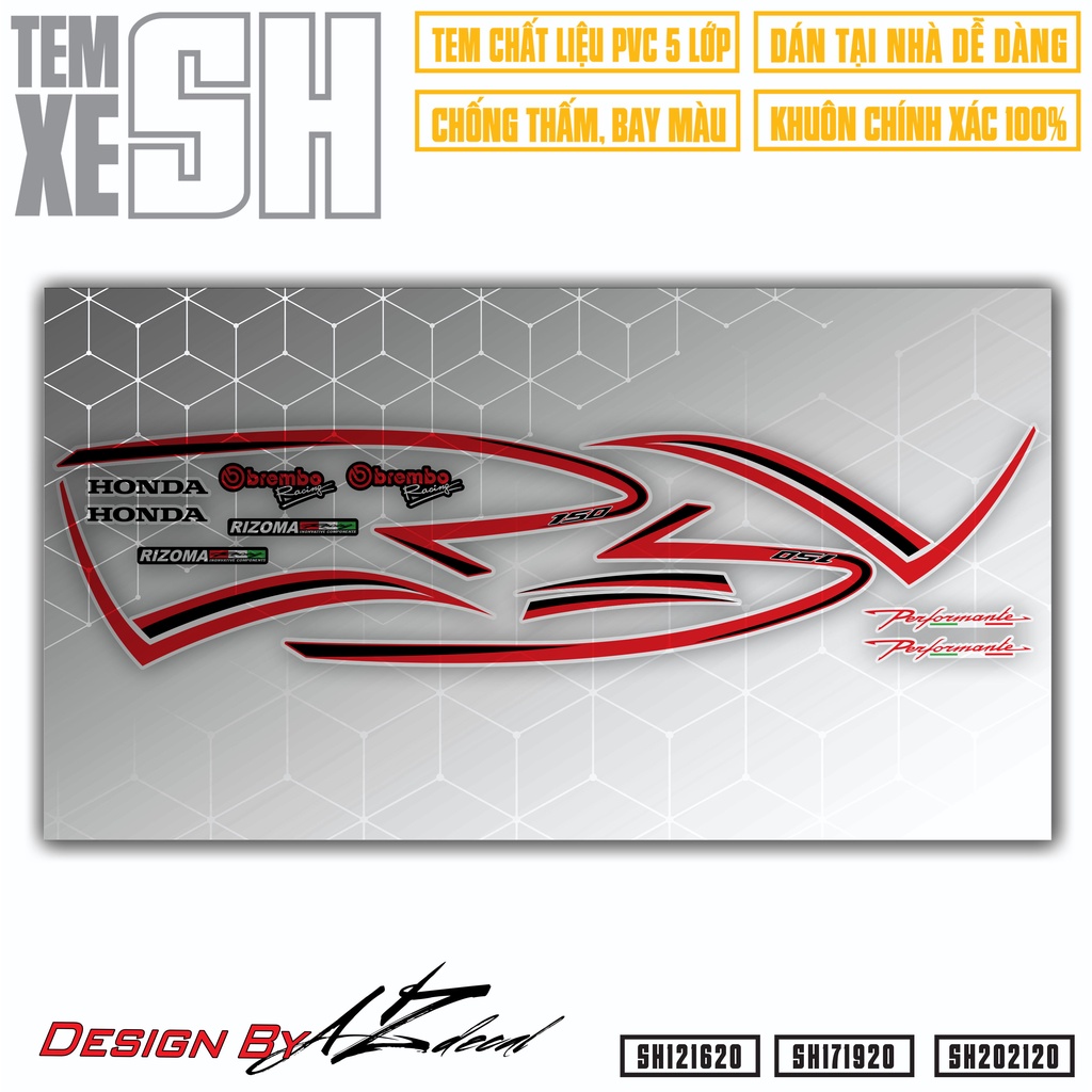 Tem Rời Dán SH Mẫu Tem Chỉ Cách Điệu | SH20 | Tem Chỉ Dán SH Chất Liệu Decal Cao Cấp, Chống Nước, Bền Màu