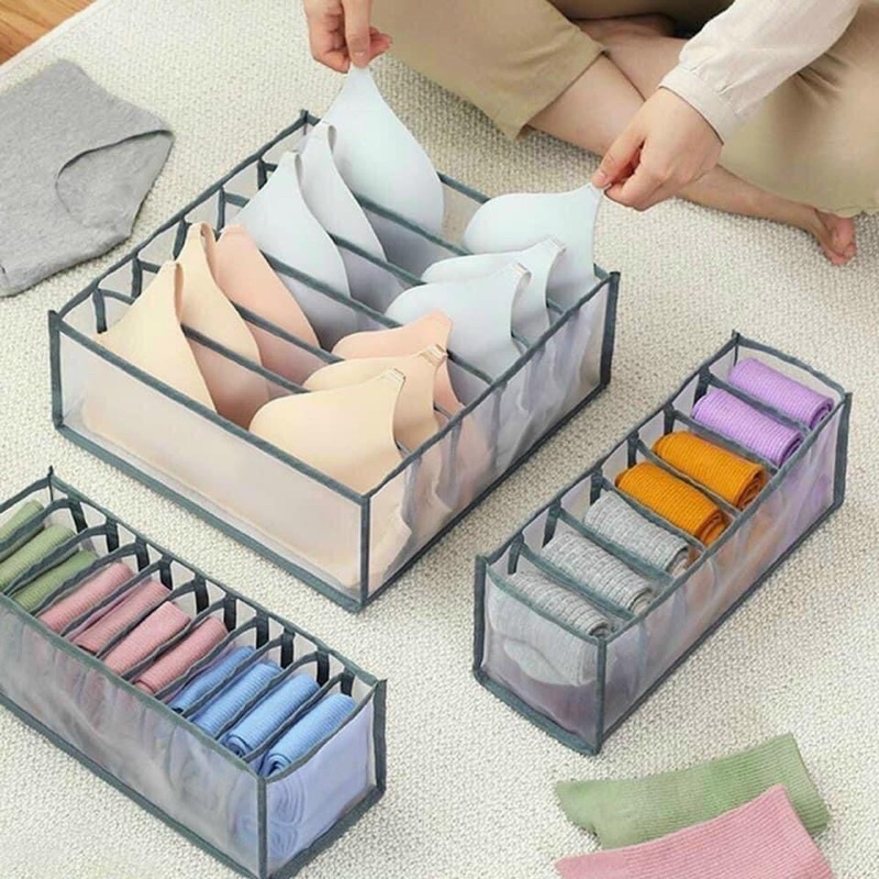 Set 3 Hộp Đựng Đồ Lót,Khay Đựng Quần Áo Tất Vớ Nhiều Ngăn Tiện Ích