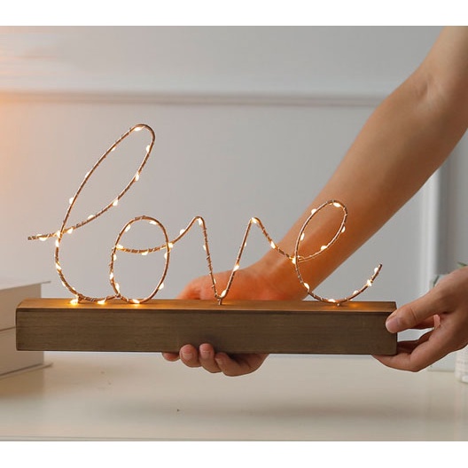 Đèn led decor phòng, quán cafe hình chữ home và love