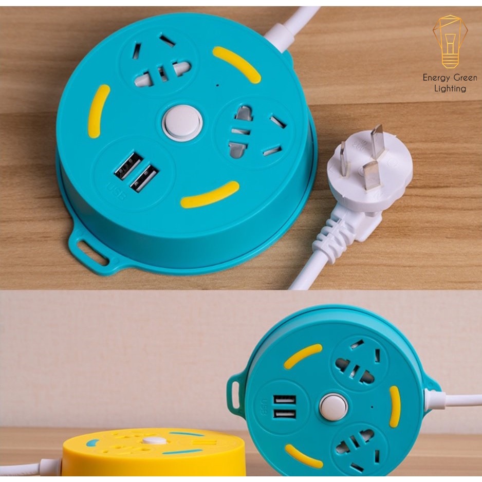 Ổ Cắm Điện Energy Green Lighting Thông Minh Chuyển Đổi Đa Chức Năng OD-343 Dây Dài 1m8 - Chuẩn Sạc An Toàn