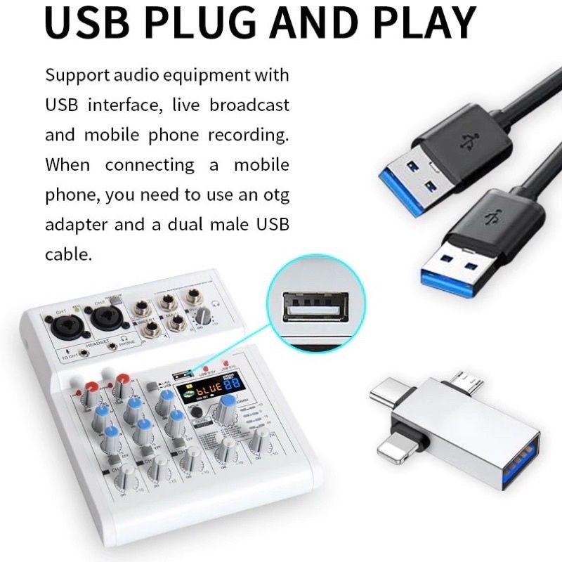 Bàn trộn âm thanh mixer E4 bluetooth Mixer âm thanh cao cấp E4