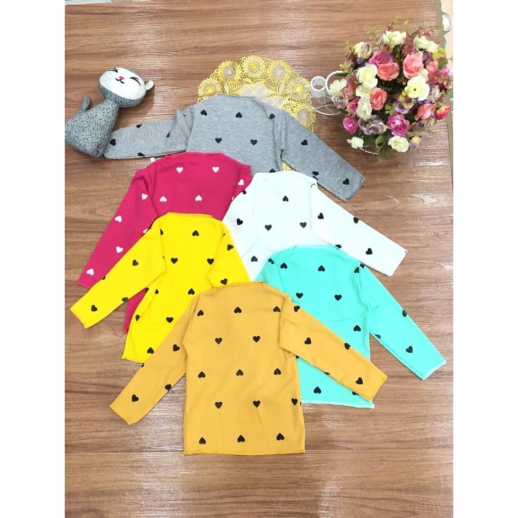 Áo Cotton Len tăm hình tim sành điệu QATE051 bé gái 7-19kg | WebRaoVat - webraovat.net.vn