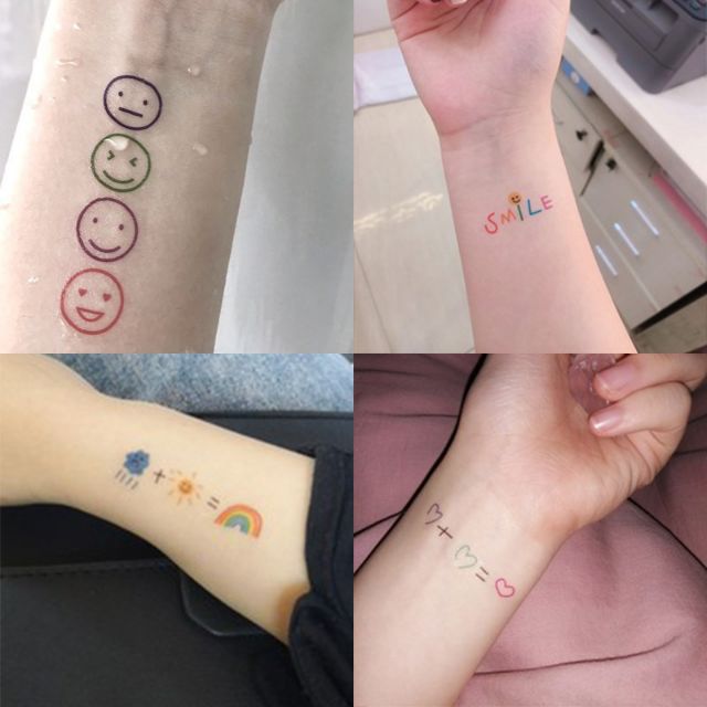Combo 30 tấm hình xăm nước hình xăm dán tatoo mini stickers anime emoji cảm xúc cute đẹp dễ thương giá rẻ