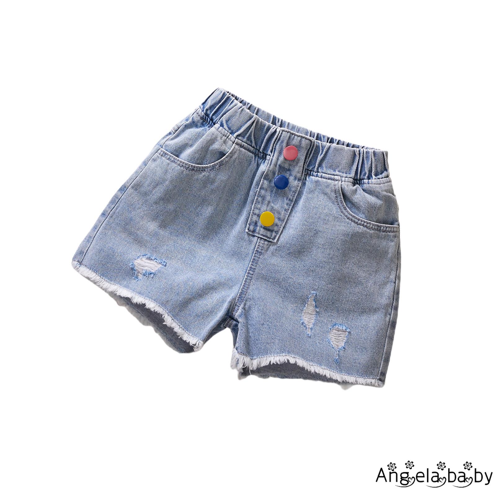 Quần Short Jeans Lưng Thun Thời Trang Cho Bé Gái