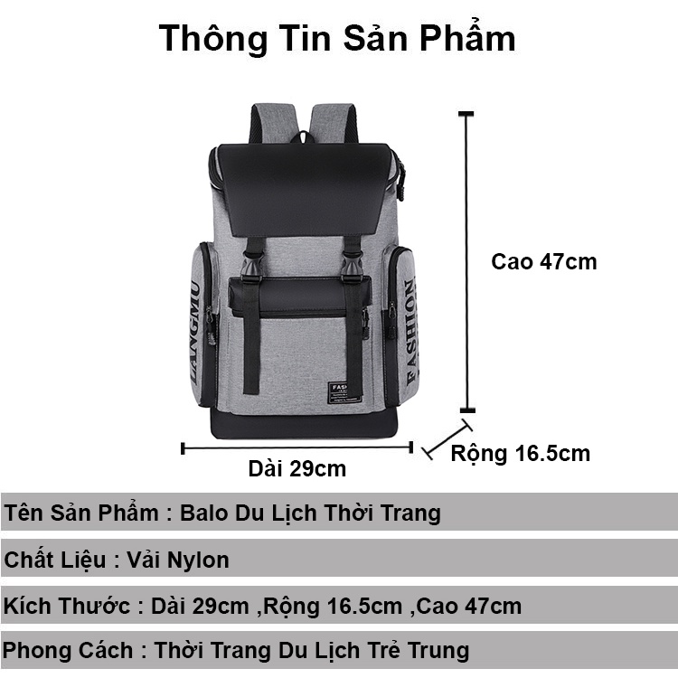 Balo nam nữ du lịch ZAJA size lớn thời trang đựng laptop đi học ulzzang chống thấm nước