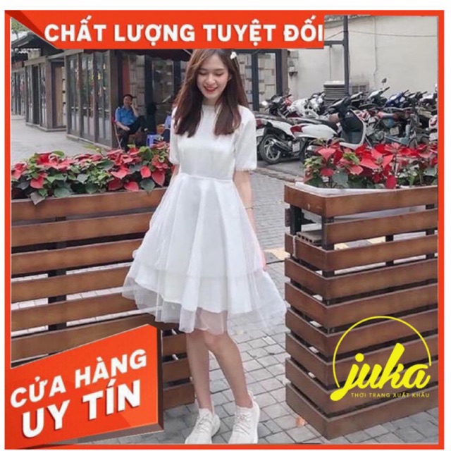 váy trắng dự tiệc ngắn tay kiểu dáng basic kèm ảnh thật MS139 SẴN | BigBuy360 - bigbuy360.vn