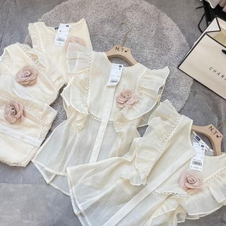 Áo nơ tay bèo ren kèm hoa cài kèm áo dây