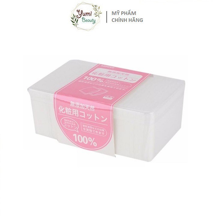 Bông tẩy trang Miniso Nhật Bản 1000 miếng chuyên dùng đắp nước hoa hồng, toner, lotion