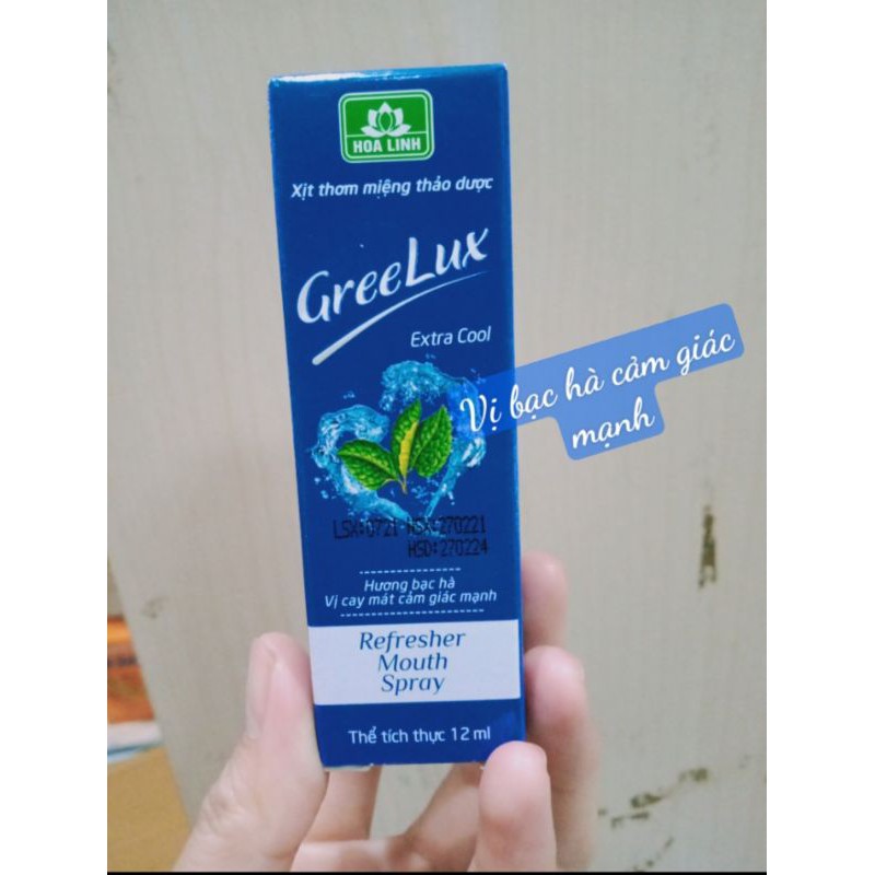 😍🌟[ Cam Kết Chất Lượng ]Xịt Thơm Miệng Greelux Extra Cool Thảo Dược chai 12ml - gree lux bạc hà bình nhôm mini