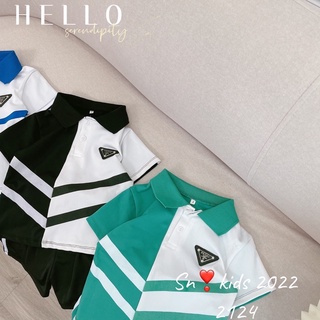 Bộ polo sọc chéo cho bé trai