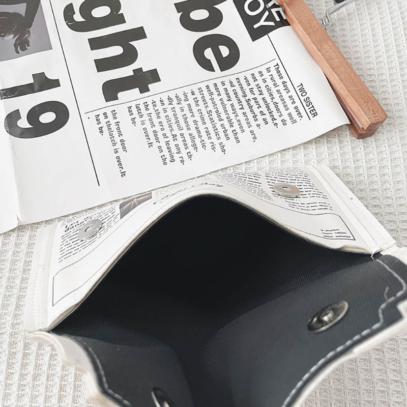 Túi Xách Da Pu Họa Tiết Tờ Báo Thời Trang Cho Nữ