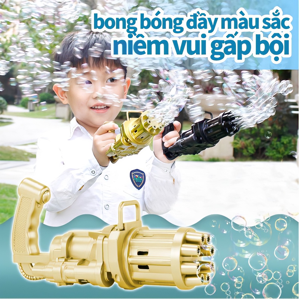 Súng thổi bong bóng 8 nòng đồ chơi cho bé，Súng bắn bong bóng xà phòng，Món quà hoàn hảo cho trẻ em