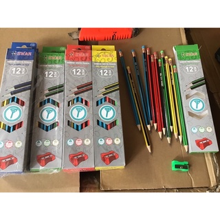Bút chì sọc 2B 1 hộp 12 cây tặng kèm chuốt