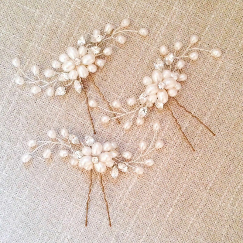 Kẹp tóc hình chữ U đính đá và ngọc trai nhân tạo sang trọng dành cho cô dâu