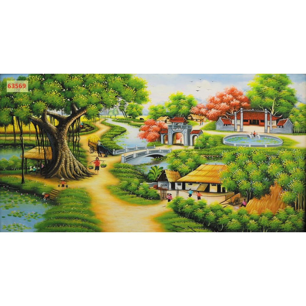 Tranh Dán tường 3D Phong Cảnh Làng Quê đường làng, lối xóm nhỏ Việt Nam yên bình mẫu mới nhất, được ưa chuộng hiện nay