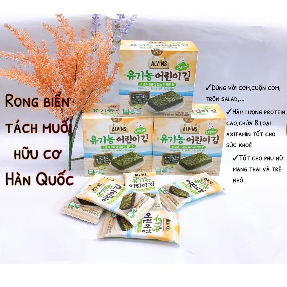Rong Biển Tách Muối Ăn Liền Organic Alvin Hàn Quốc