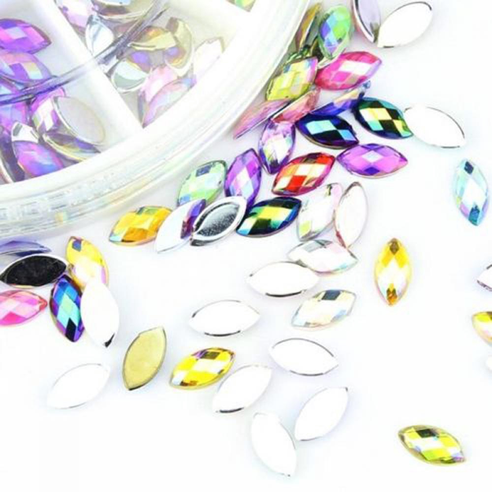 Khay hạt đá oval nhiều màu dùng đính móng nghệ thuật