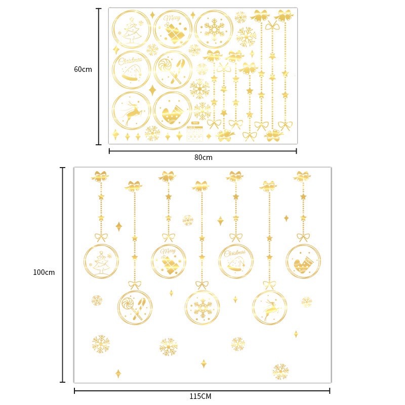 Decal trang trí Noel - Rèm dây Vòng tròn phụ kiện Ánh Vàng