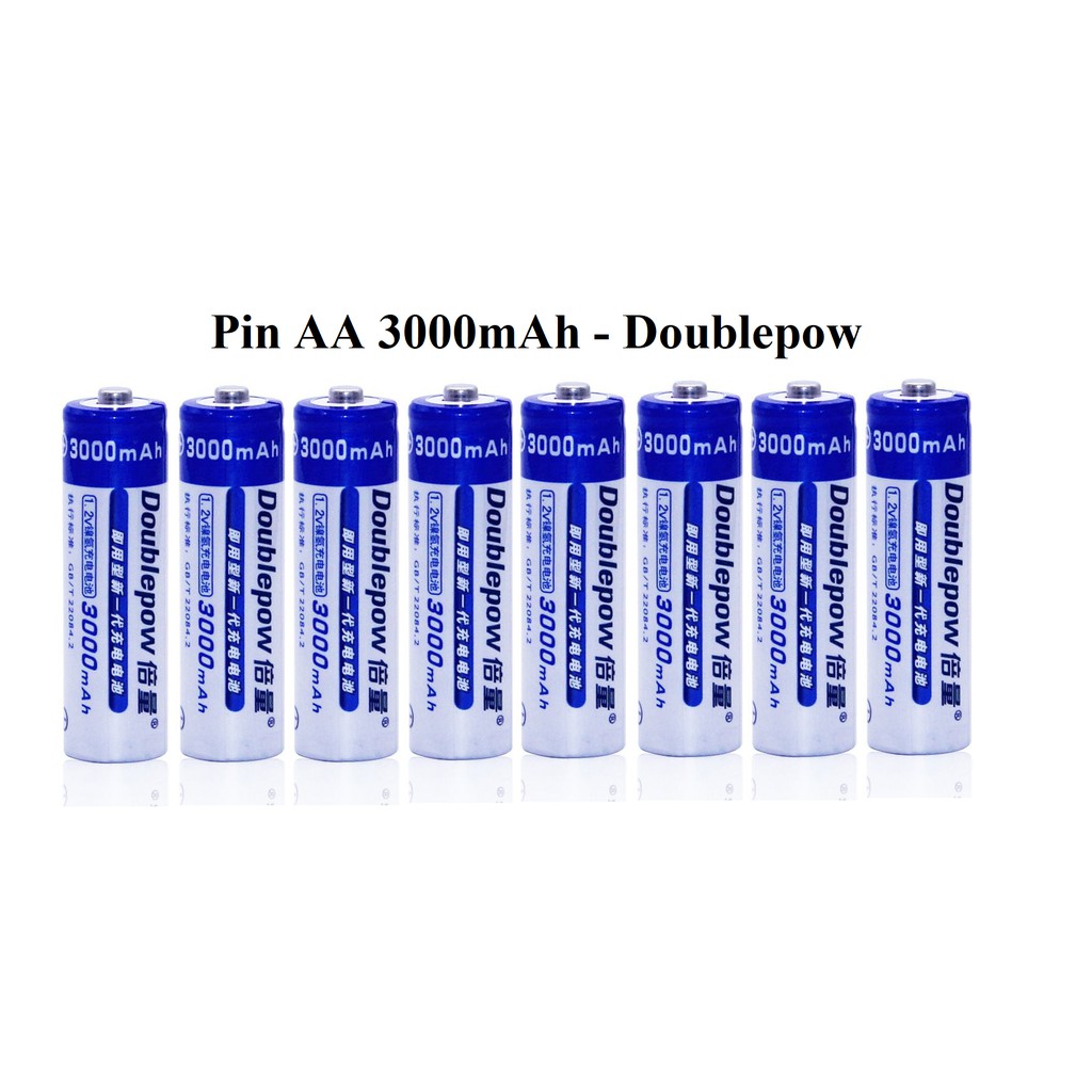 Combo 5 Hộp 8 viên pin tiểu sạc dung lượng cao Doublepow AA 3000mAh (40 viên)