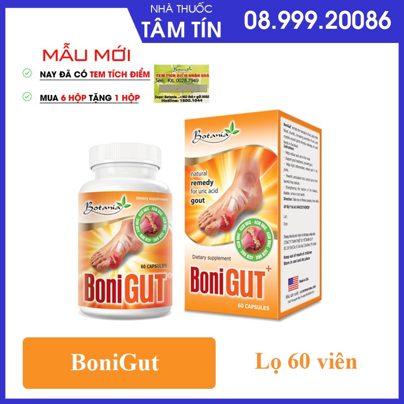 [TÍCH ĐIỂM NHẬN QUÀ ] BoniGut - Giảm nguy cơ, triệu chứng bệnh gout [boni gut]