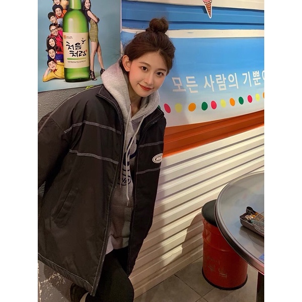 Áo khoác kaki chần phao thêu logo_có ảnh thật