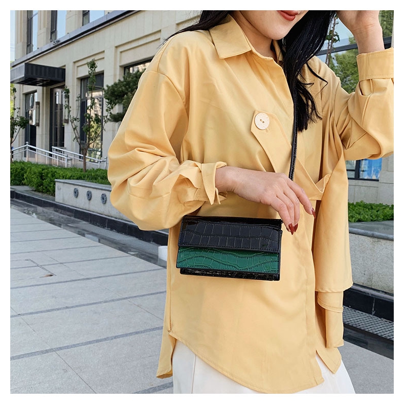 Túi Messenger đeo vai JASMIN NOIR họa tiết da cá sấu cổ điển sang trọng cho nữ