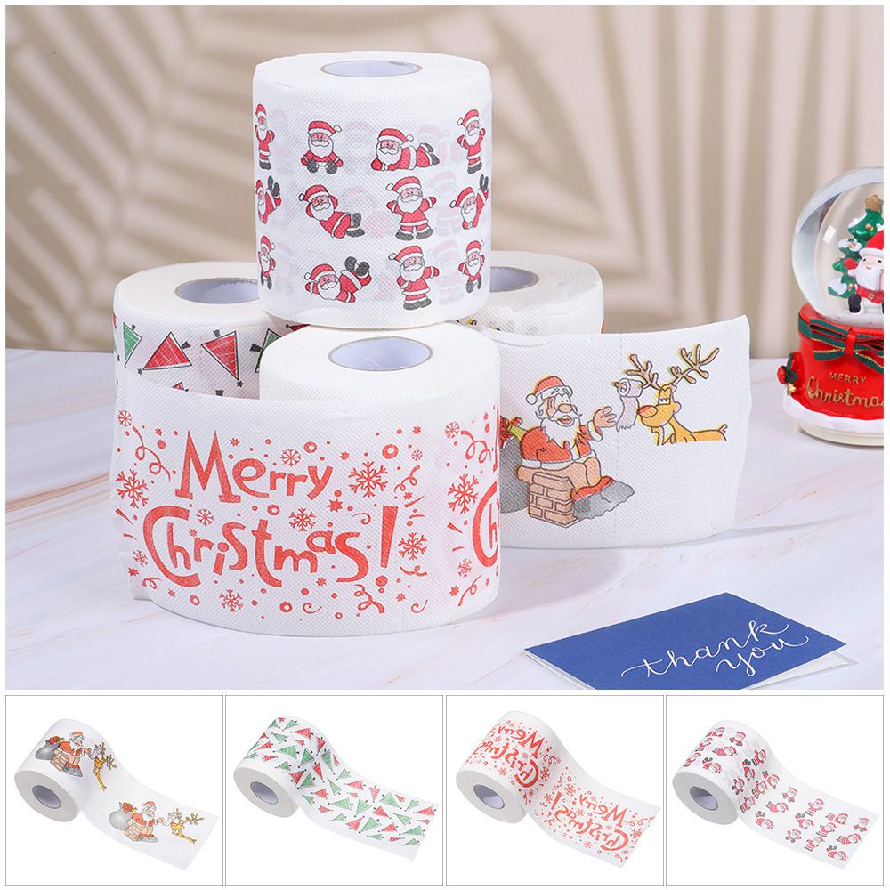 Cuộn giấy vệ sinh in hình ông già noel trang trí giáng sinh / năm mới