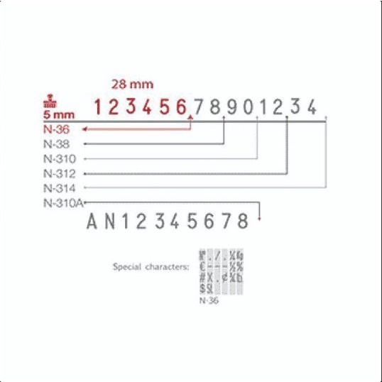 Dấu số Shiny 6 số cao 5mm N36 Number Stamp