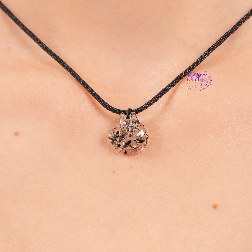 Dây Chuyền Hồ Ly Đá Thạch Anh Tóc Đen Thiên Nhiên Tài Lộc SP003820 Gypsy.lala