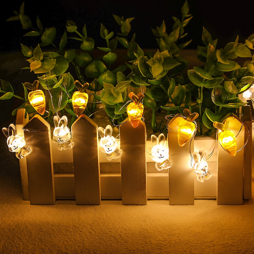 Dây Đèn Led 2M 20 Bóng Hình Thỏ Phục Sinh Chạy Bằng Pin Chống Thấm Nước Trang Trí Nhà Cửa