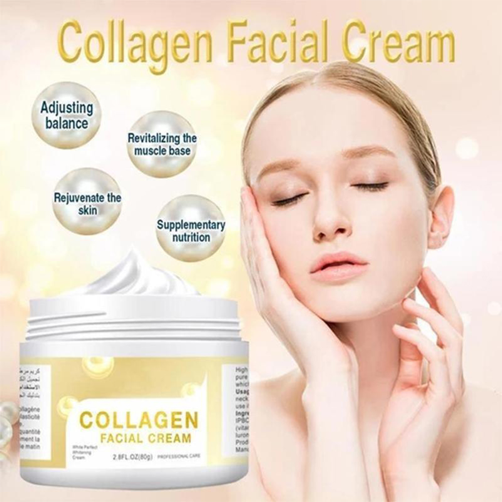 COD 80ml Collagen Face Cream Moisturizing Firming Fade Facial Blemishes Lifting Lightening Facial Cream