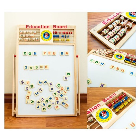 Bộ đồ chơi bảng tính chữ số 2 mặt bằng gỗ gắn nam châm cho bé thông minh