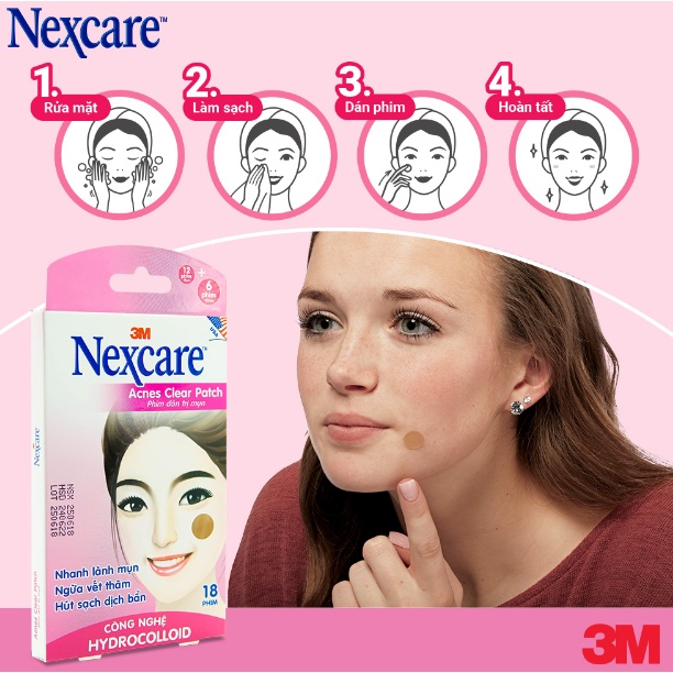 Hộp 18 miếng dán Nexcare hút mụn mủ, ngừa vết thâm và hút sạch dịch bẩn