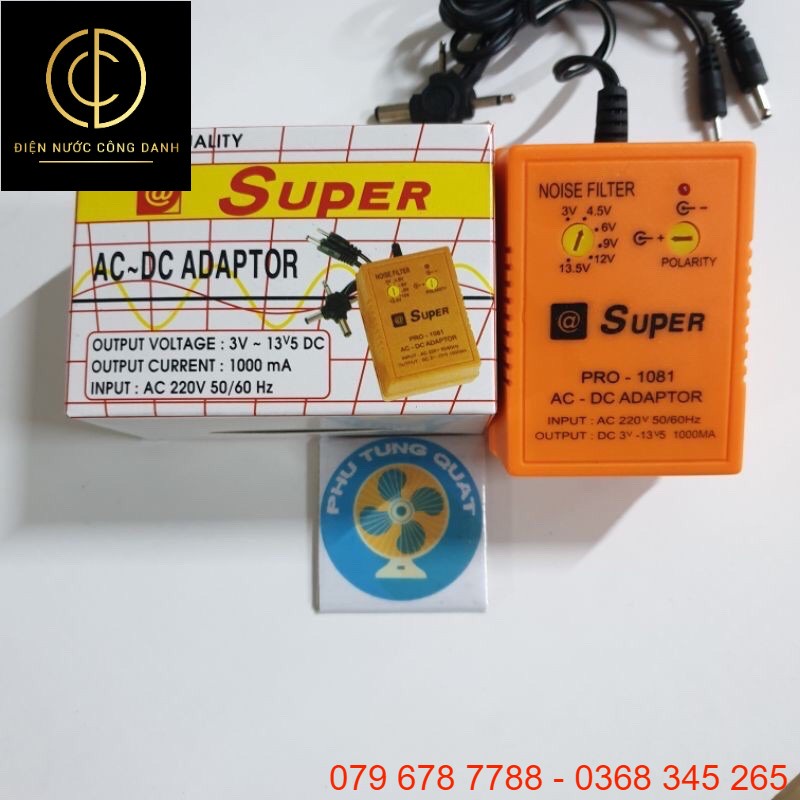 Adaptor đa năng 3v, 4.5v, 6v, 9v, 12v, 13.5v