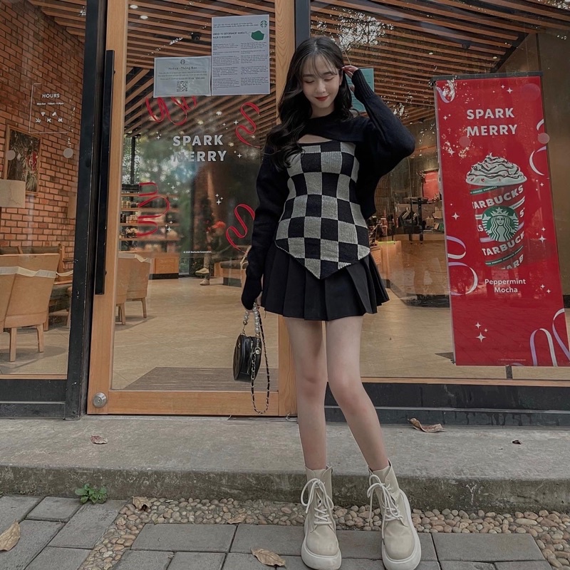 áo cảro kèm croptop