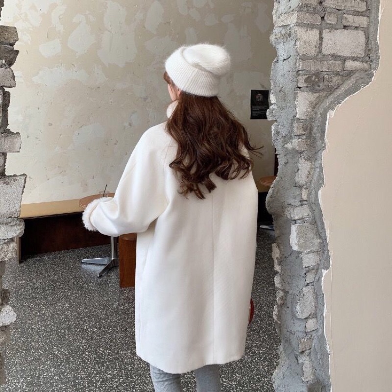 Áo khoác dạ dáng dài lót lông