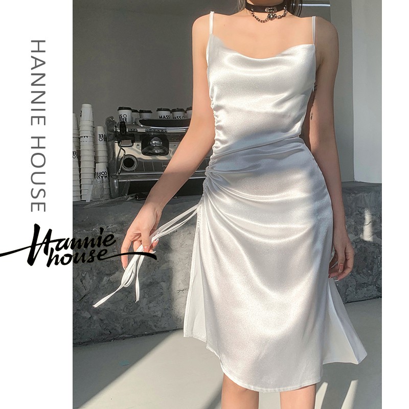 Đầm Dây Bằng Satin Thiết Kế Xẻ Tà Gợi Cảm Cho Nữ
