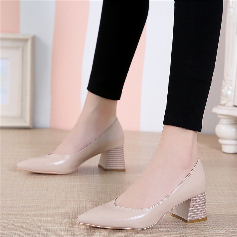 Giày cao gót, Pumps thời trang mũi nhọn phong cách Hàn Quốc, Giày da đi làm cho nữ văn phòng