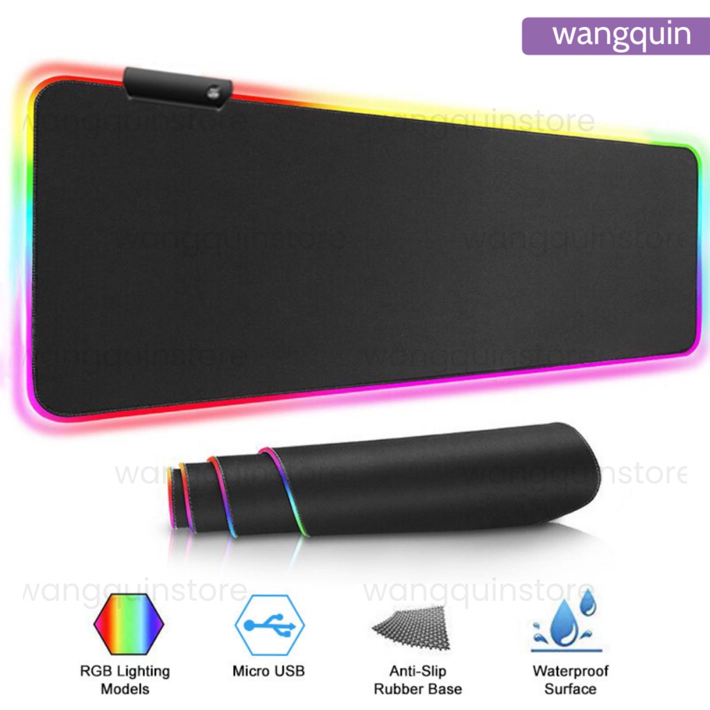 Lót chuột Gaming Thảm Lót chuột LED RGB chống nước Lót bàn phím đủ màu cỡ lớn bền Siêu Dày 3mm chuyên game 80x30 90x40