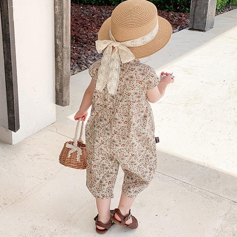 Jumpsuit Không Tay Áo Với Họa Tiết Hoa Đáng Yêu Dùng Cho Bé Gái