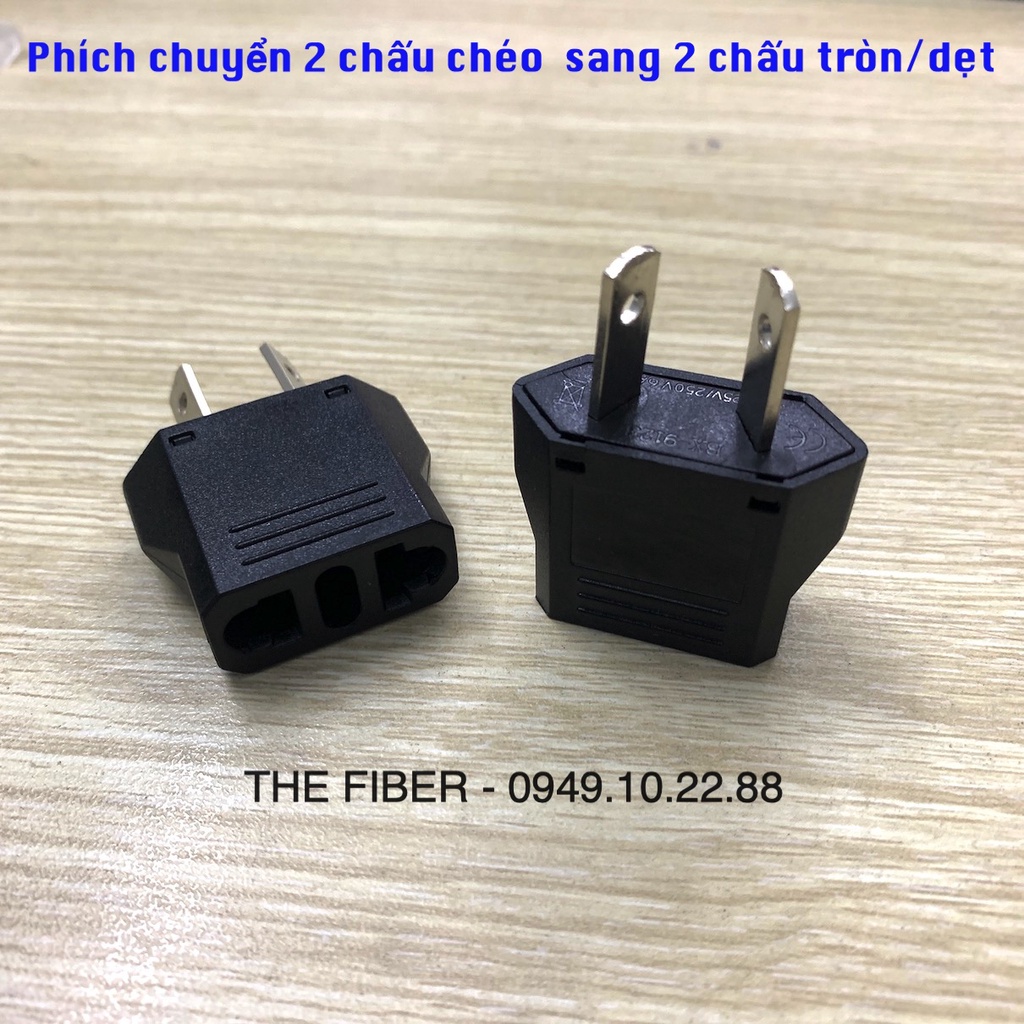 01 Cái Phích chuyển 2 chấu chéo trung quốc sang 2 chấu tròn/dẹt