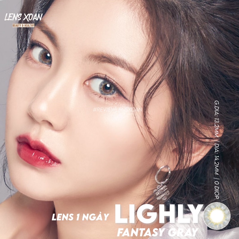 LENS 1 NGÀY LIGHLY FANTASY GRAY- LENS TOWN ( LENS XOẮN)