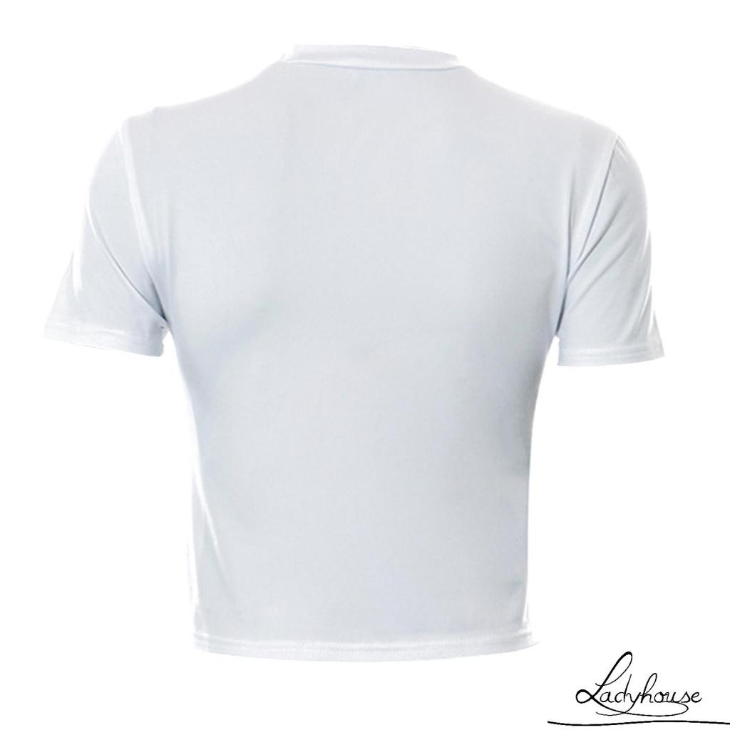 Áo Thun Croptop Tay Ngắn Cổ Tròn In Chữ Phong Cách Đường Phố Dành Cho Nữ