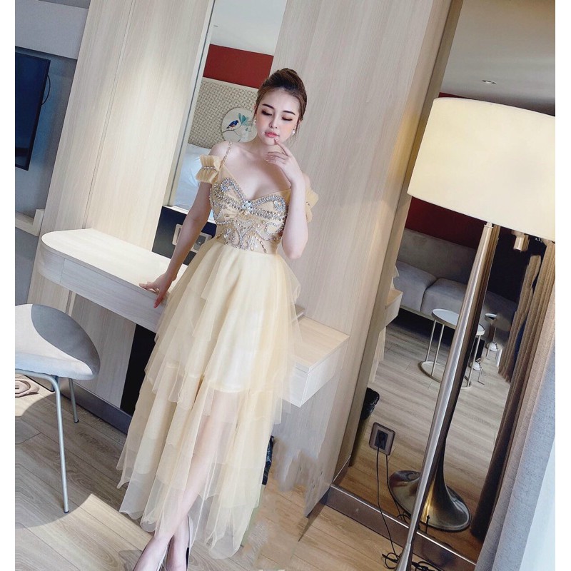 Đầm dự tiệc xếp tầng kết đá pha lê siêu xinh TRIPBLE T DRESS -size M/L - MS300V