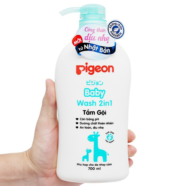 Sữa tắm gội dịu nhẹ Pigeon 700ml 2in1 Hoa hướng dương / Jojoba