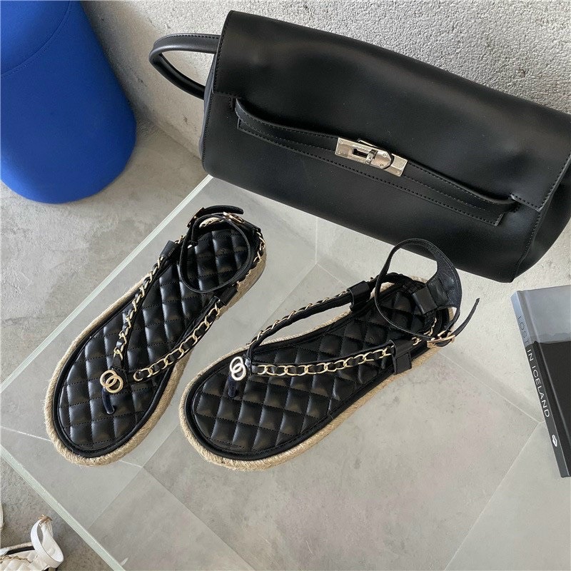 Sandal xỏ ngón đế cói quai xích fullbox hàng quảng châu cao cấp