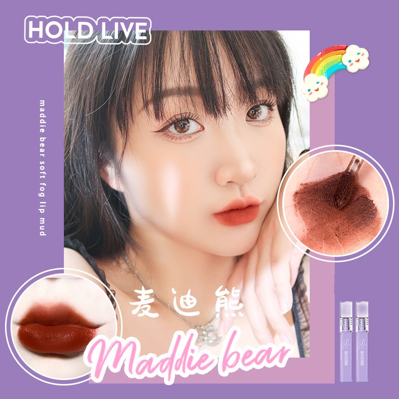 Son kem tím HOLD LIVE gấu bông Maddison Bear Soft Fog Lip Mud